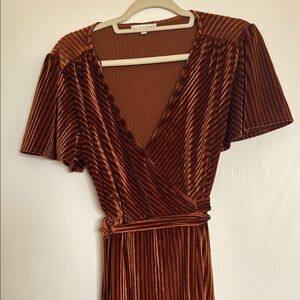 Baltic Born Rust Velvet Brien Copper Asimetrical Dress. L. New no tags